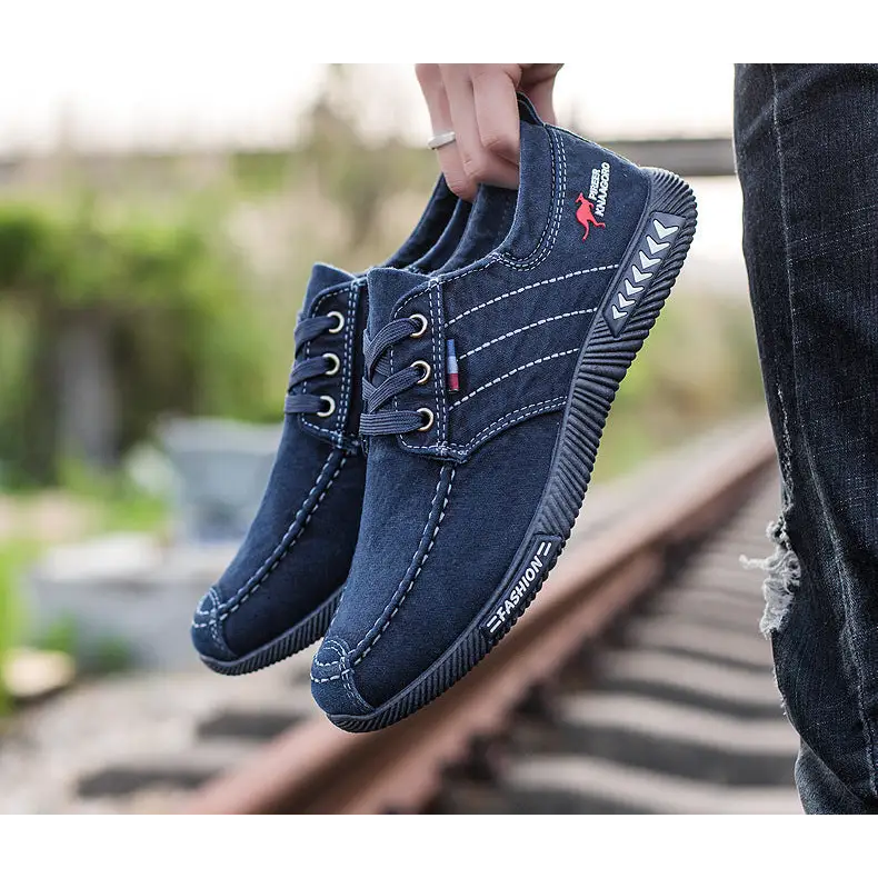 Blue Non-Slip Men’s Casual Denim Canvas With Soft Soles Sneaker - Blue / 39 - Leather Shoes for men