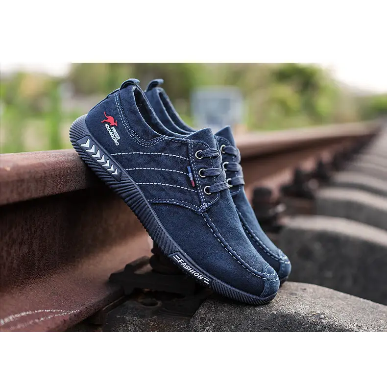 Blue Non-Slip Men’s Casual Denim Canvas With Soft Soles Sneaker - Leather Shoes for men