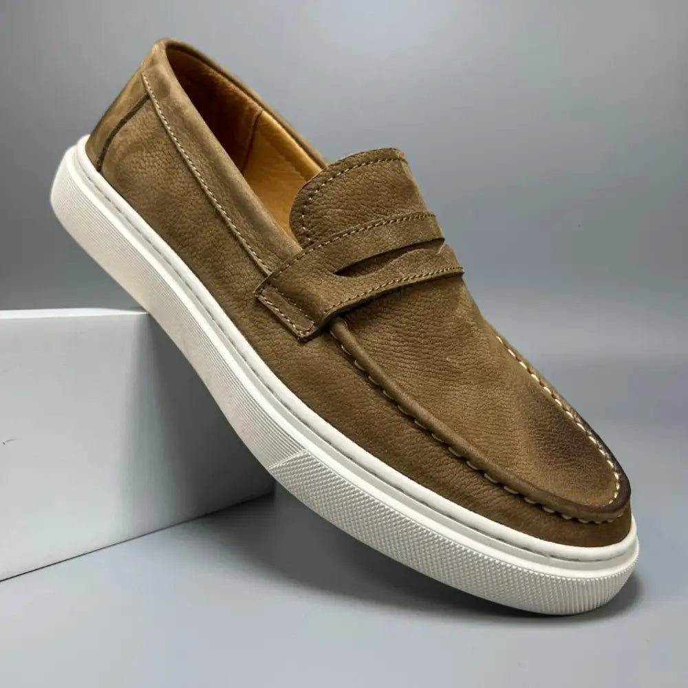 Casual Men’s Genuine Retro Soft Bottom Calf Leather Shoes_Loafer - Leather Shoes for men
