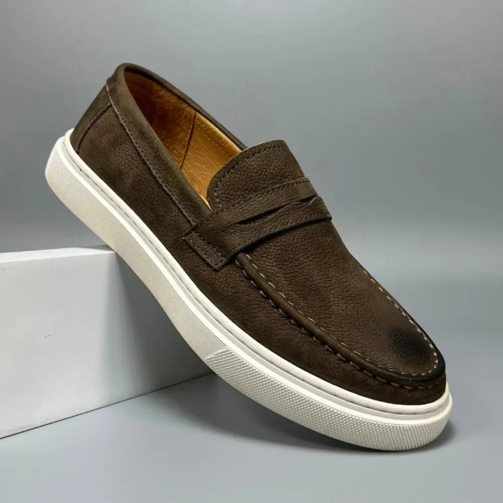 Casual Men’s Genuine Retro Soft Bottom Calf Leather Shoes_Loafer - Brown / 38 - Leather Shoes for men