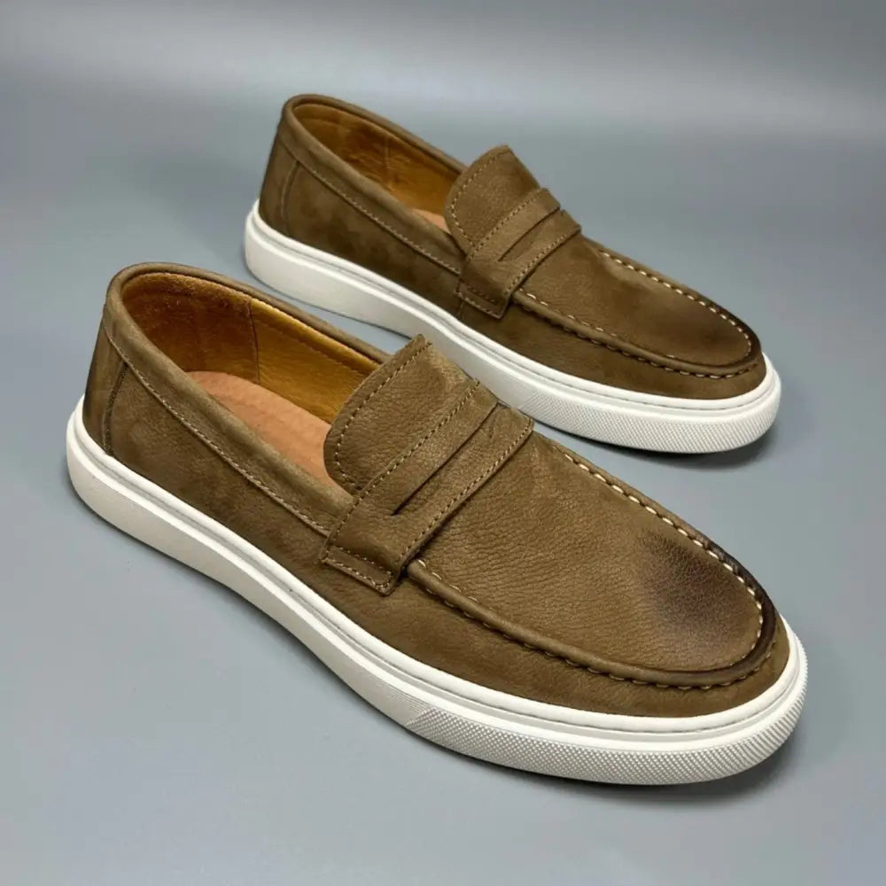 Casual Men’s Genuine Retro Soft Bottom Calf Leather Shoes_Loafer - Leather Shoes for men