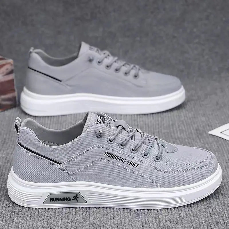 Fashion Canvas Flats Shoes Casual Versatile Breathable Walking Sports Shoes Low-top Sneakers For Men - Grey / Size39