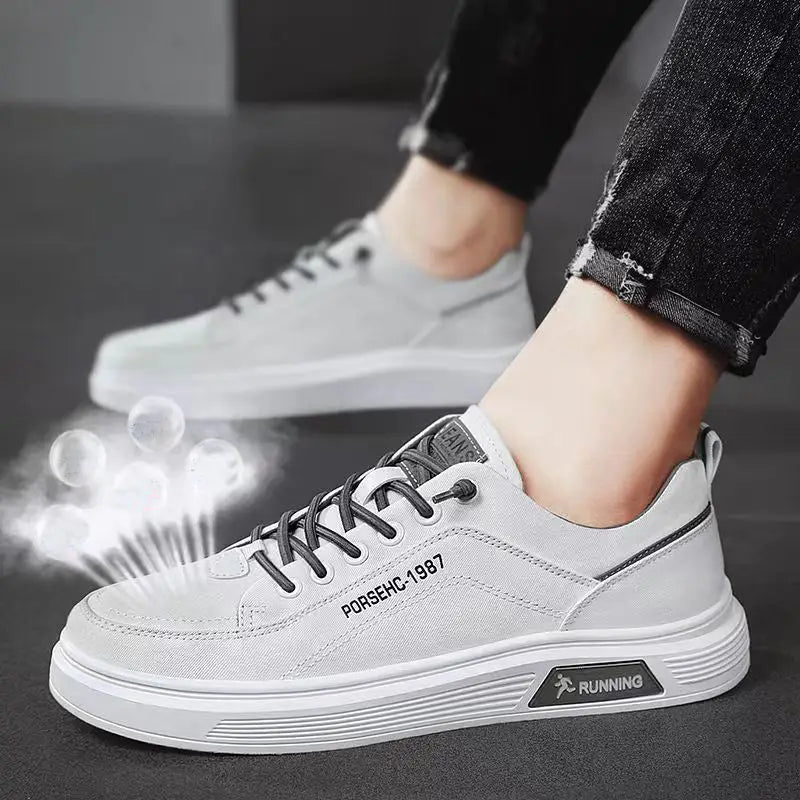Fashion Canvas Flats Shoes Casual Versatile Breathable Walking Sports Shoes Low-top Sneakers For Men - Leather Shoes
