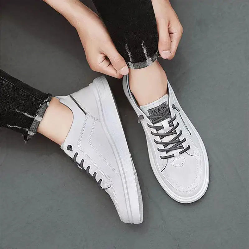 Fashion Canvas Flats Shoes Casual Versatile Breathable Walking Sports Shoes Low-top Sneakers For Men - Leather Shoes