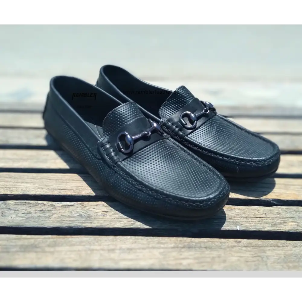 Loafer Shoes Genuine Leather Black - 41 - Leather Shoes for men