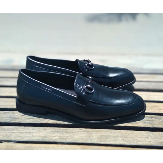 Loafer Shoes Genuine Leather Black - 41 - Leather Shoes for men
