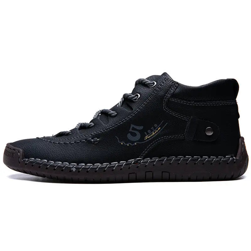 Men’s Foreign Trade Business Men’s Shoes Hand-Sewn - Black / single / 38 - Leather Shoes for men