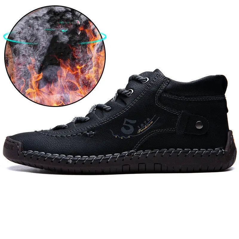 Men’s Foreign Trade Business Men’s Shoes Hand-Sewn - Black / xy600 cotton / 38 - Leather Shoes for men