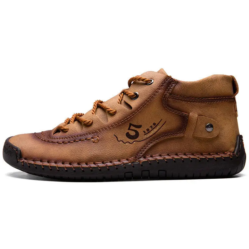 Men’s Foreign Trade Business Men’s Shoes Hand-Sewn - Yellow / single / 38 - Leather Shoes for men