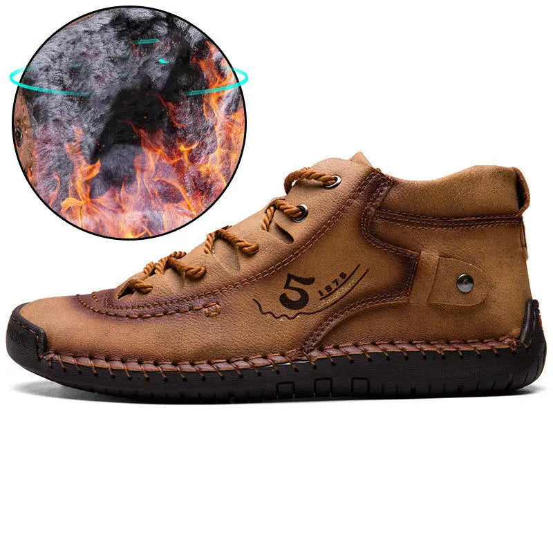Men’s Foreign Trade Business Men’s Shoes Hand-Sewn - Yellow / xy600 cotton / 38 - Leather Shoes for men
