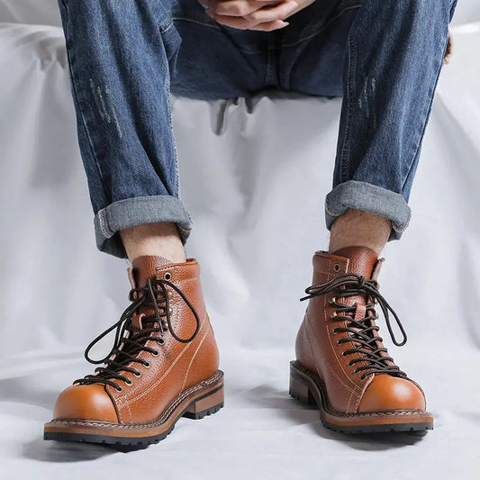 Men’s High Top British Style Martin Boots - Leather Shoes for men