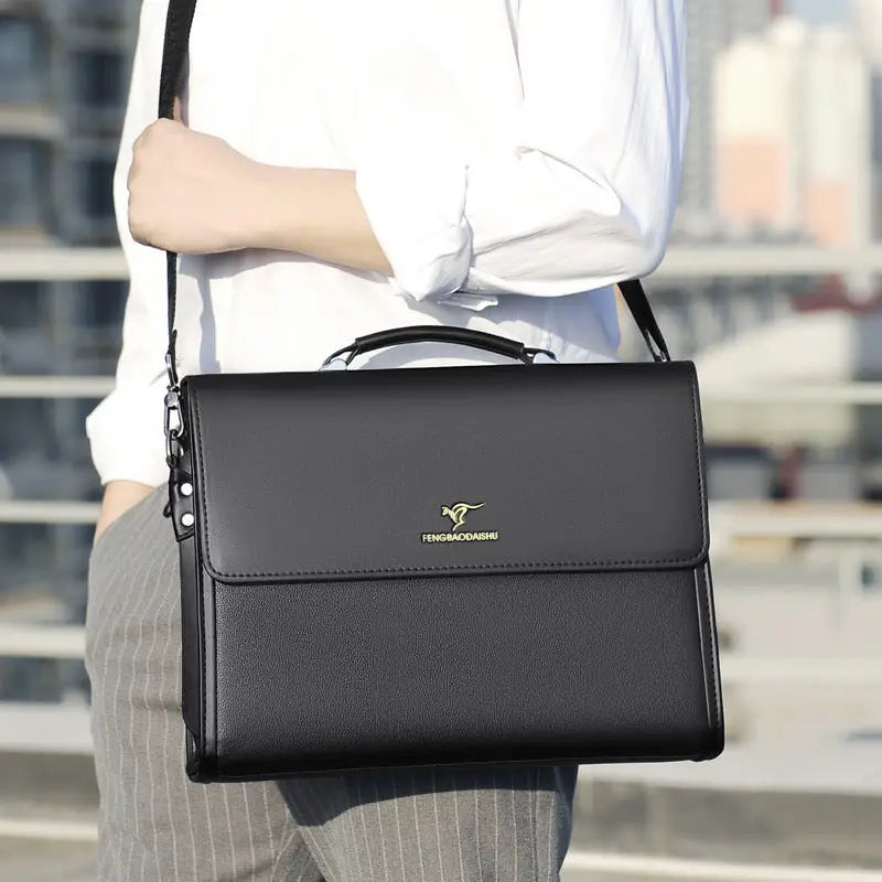Men’s Horizontal Leather Portable Briefcase - Bags & Luggage - Men’s Bags - Wallets