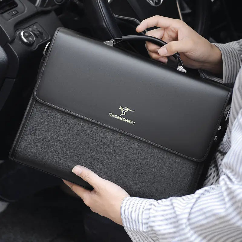 Men’s Horizontal Leather Portable Briefcase - Bags & Luggage - Men’s Bags - Wallets