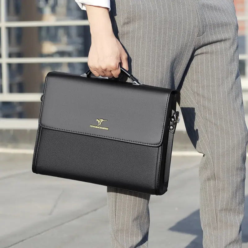 Men’s Horizontal Leather Portable Briefcase - Bags & Luggage - Men’s Bags - Wallets