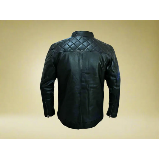 Men Jacket: Leather Jacket Black Genuine Leather 3