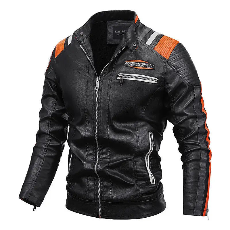Motorcycle Leather Coat For Men Autumn And Winter New Men - Black / 2XL - Jackets