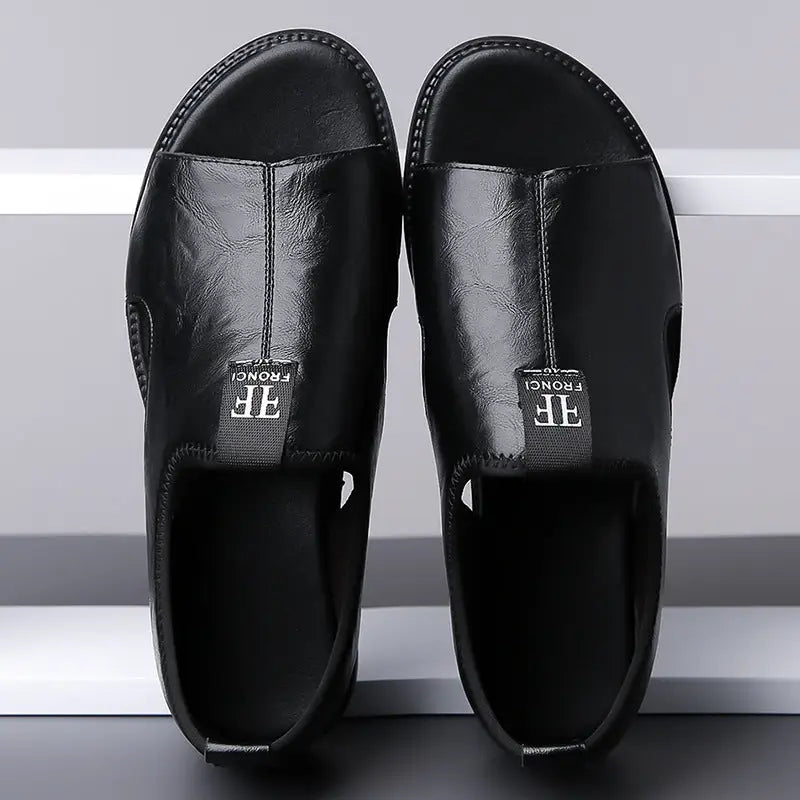 New Casual Soft Bottom Non Slip Outdoor Beach Shoes Trendy Roman Shoes_sandals Dubai - 38 / RB889 Black - Leather Shoes