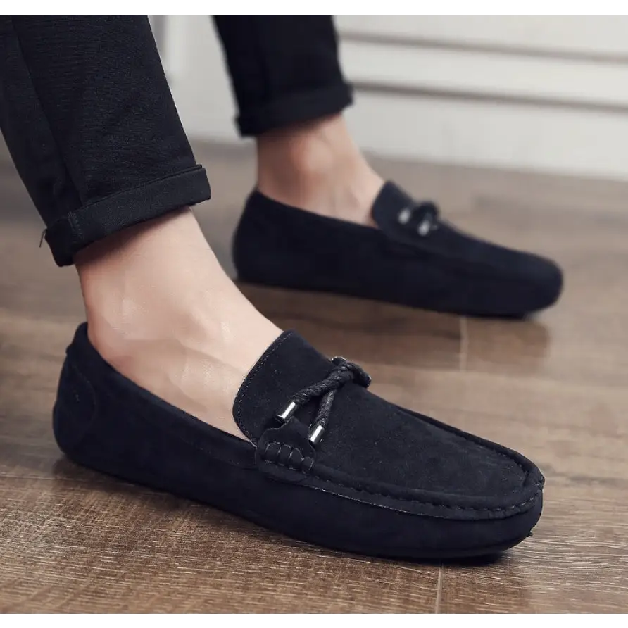 One-legged slippery lazy shoes Loafers - Black / 39 - Leather Shoes for men