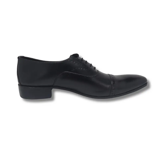 Oxford Black Genuine Leather Shoes Cap Toe - Rambler Shoes FZE