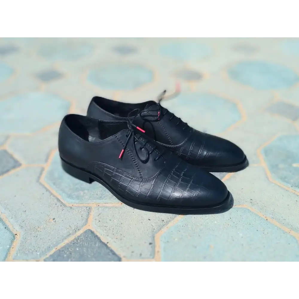 Oxford Shoes Genuine Leather Plain toe Black - Rambler Shoes FZE