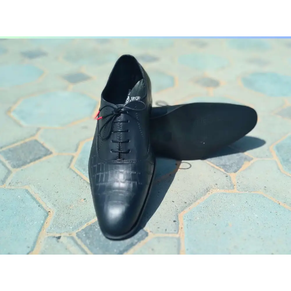 Oxford Shoes Genuine Leather Plain toe Black - Rambler Shoes FZE