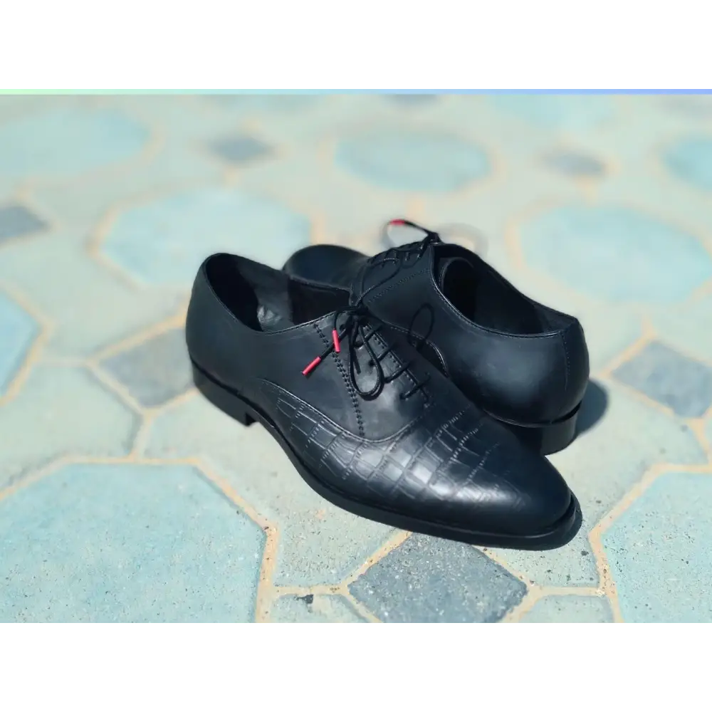 Oxford Shoes Genuine Leather Plain toe Black - Rambler Shoes FZE