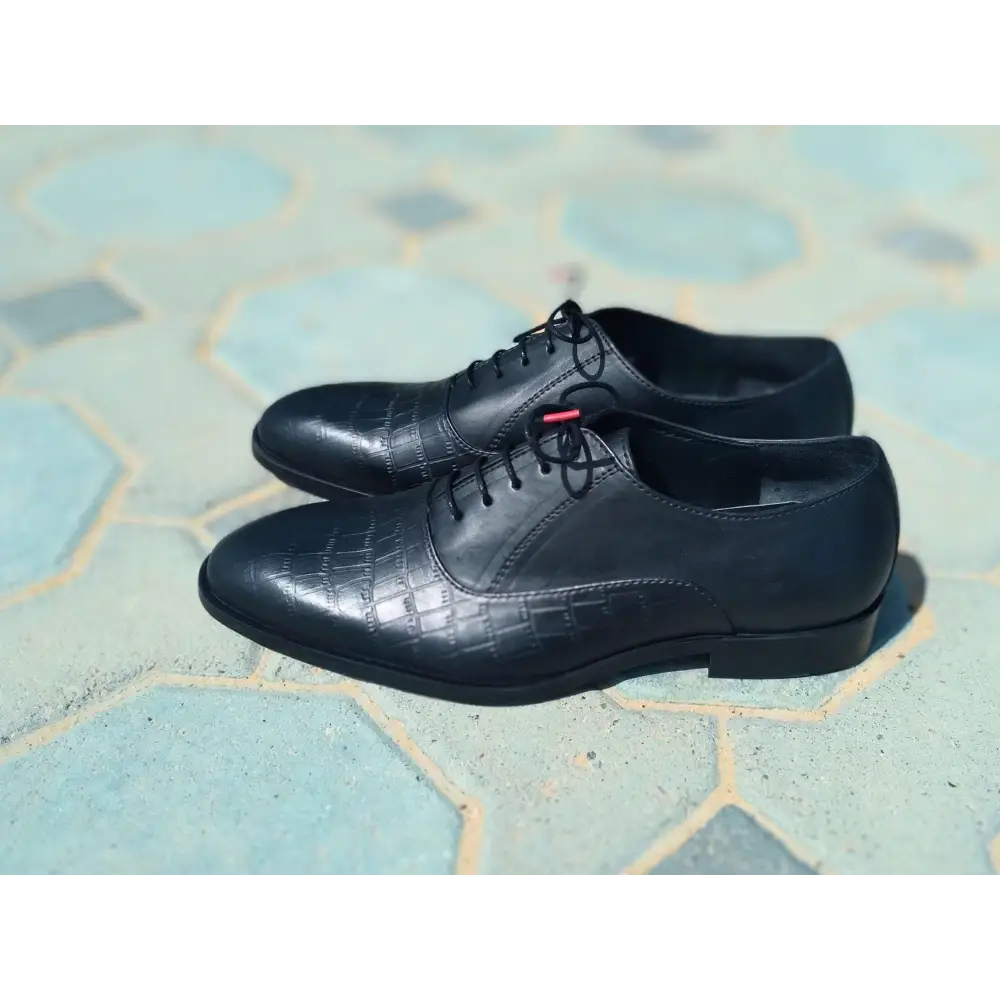 Oxford Shoes Genuine Leather Plain toe Black - Rambler Shoes FZE