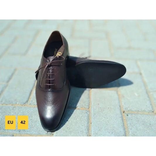 Oxford Shoes Genuine Leather Plain toe Brown - Rambler Shoes FZE