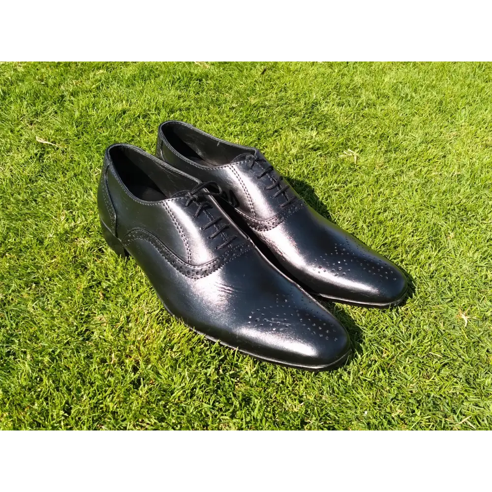 Oxford Shoes Genuine Leather Plaintoe Full brogue Black - Rambler Shoes FZE