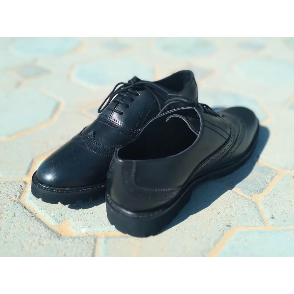 Oxford Shoes Genuine Leather Wingtoe Full brogue Black EVA Sole - Rambler Shoes FZE