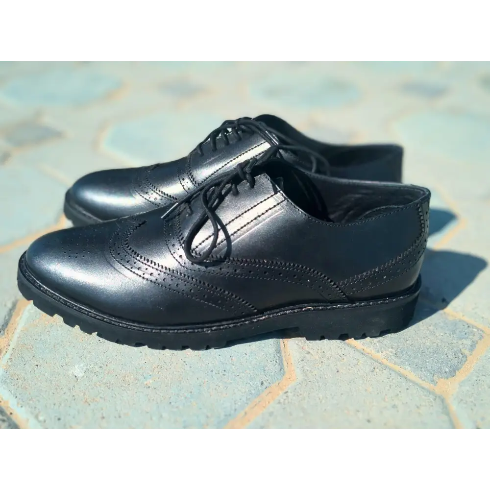 Oxford Shoes Genuine Leather Wingtoe Full brogue Black EVA Sole - Rambler Shoes FZE