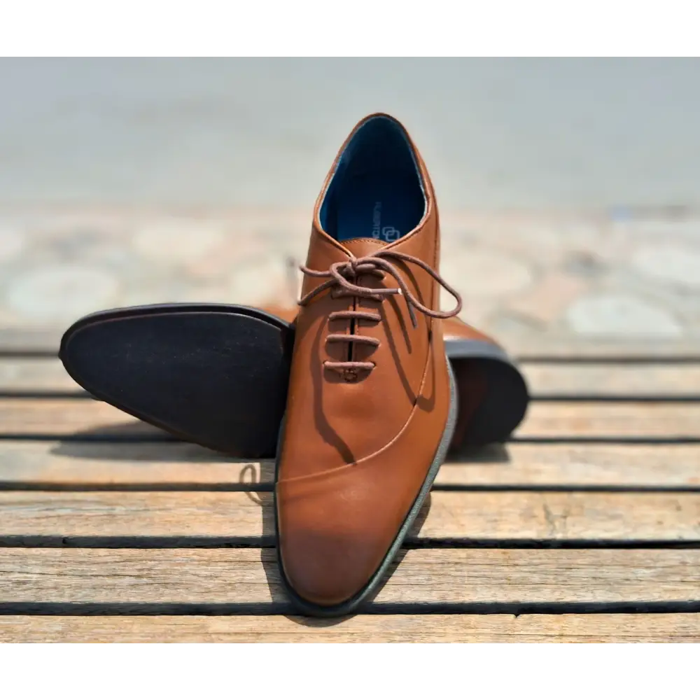 Shoes Genuine Leather Plain toe Brown_oxford design - 44 - Leather Shoes for men