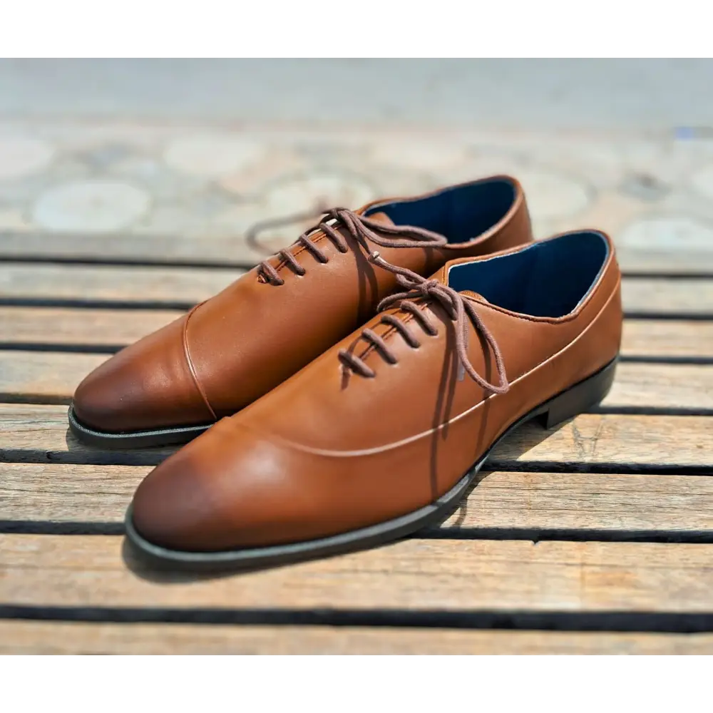 Shoes Genuine Leather Plain toe Brown_oxford design - 44 - Leather Shoes for men