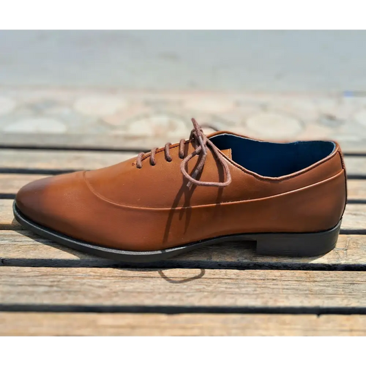 Shoes Genuine Leather Plain toe Brown_oxford design - 44 - Leather Shoes for men