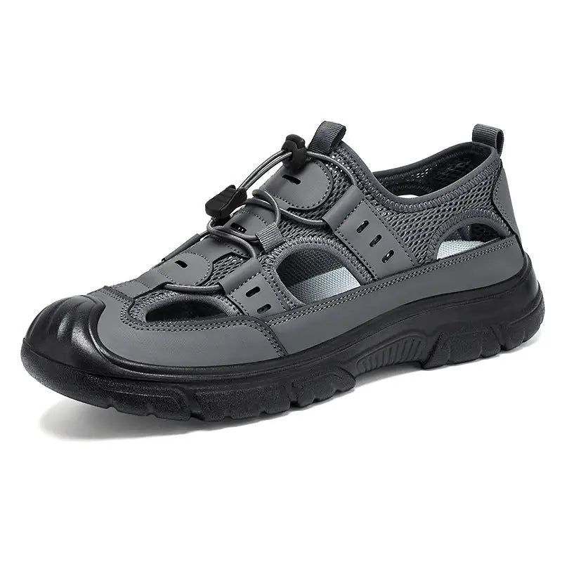Summer Beach Hole Wading Rotating Button Sandals Men’s Casual Shoes - Gray / 39 - Leather Shoes for men