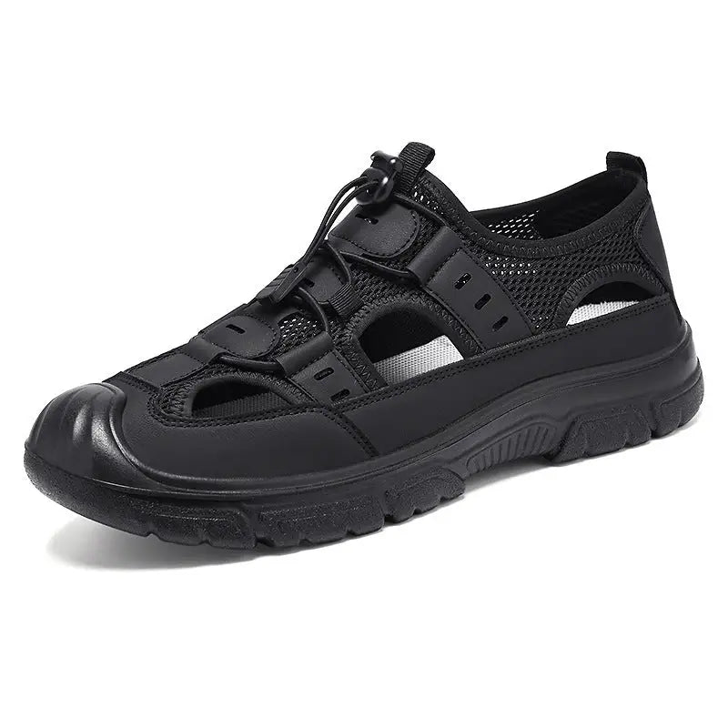 Summer Beach Hole Wading Rotating Button Sandals Men’s Casual Shoes - Black / 39 - Leather Shoes for men
