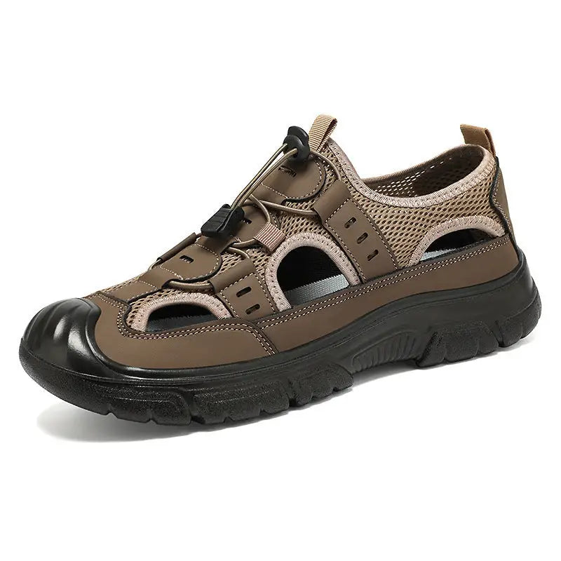 Summer Beach Hole Wading Rotating Button Sandals Men’s Casual Shoes - Leather Shoes for men