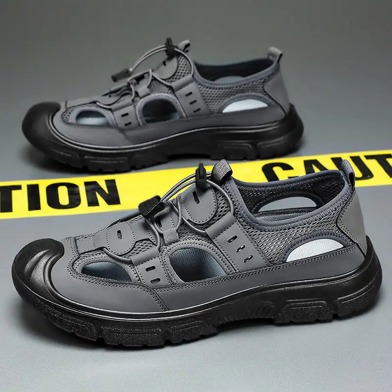 Summer Beach Hole Wading Rotating Button Sandals Men’s Casual Shoes - Leather Shoes for men
