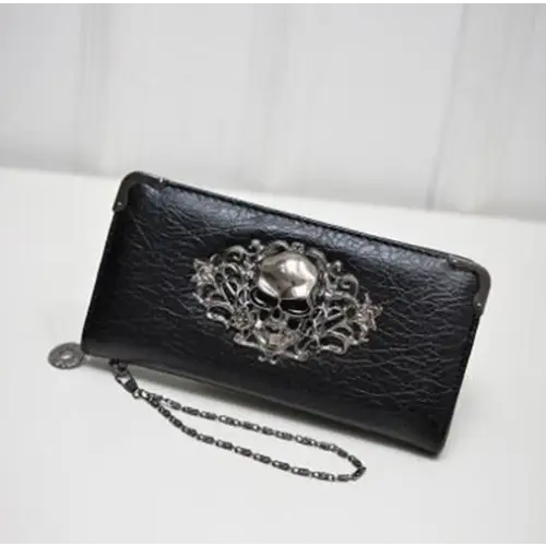 Wallet Female Clutch Coin Purse Women PU Leather Wallet Long Zipper Closed Wallets Skull Flower Design Lady Purses