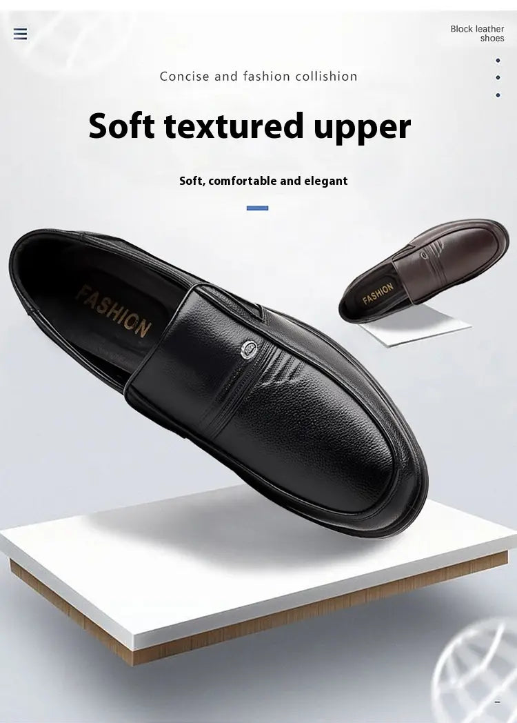 First Layer Cowhide Men’s Business Casual Non-slip Soft Leather Soft Sole Loafer Shoes Dubai