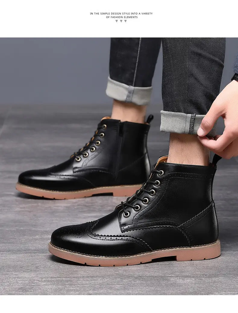 Men’s High-top Business Casual Leather Shoes British Martin Boots