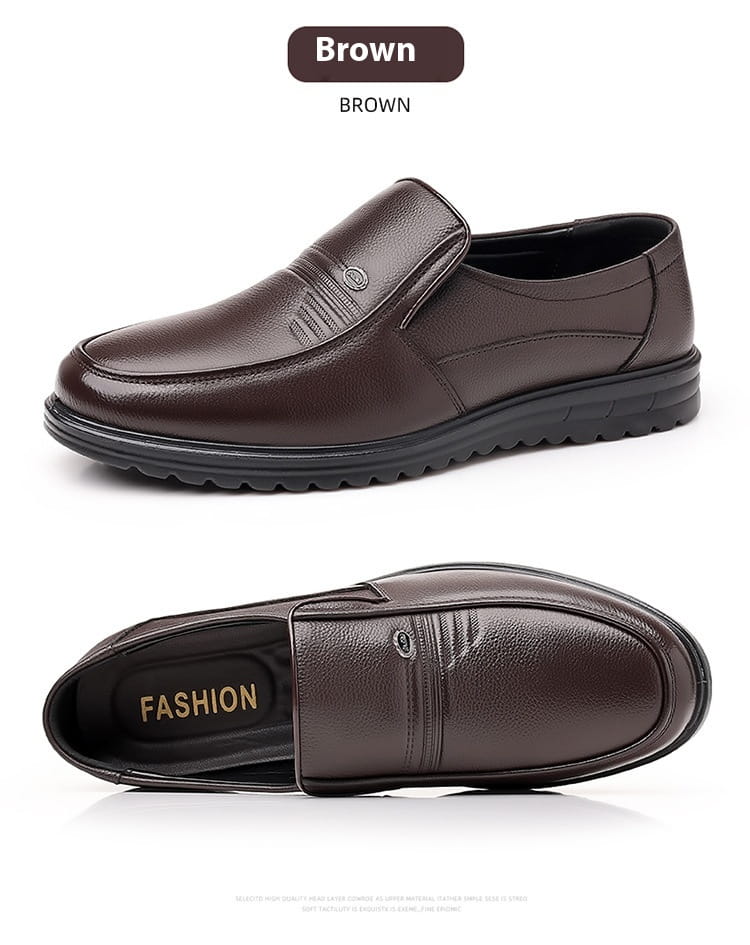 First Layer Cowhide Men’s Business Casual Non-slip Soft Leather Soft Sole Loafer Shoes Dubai