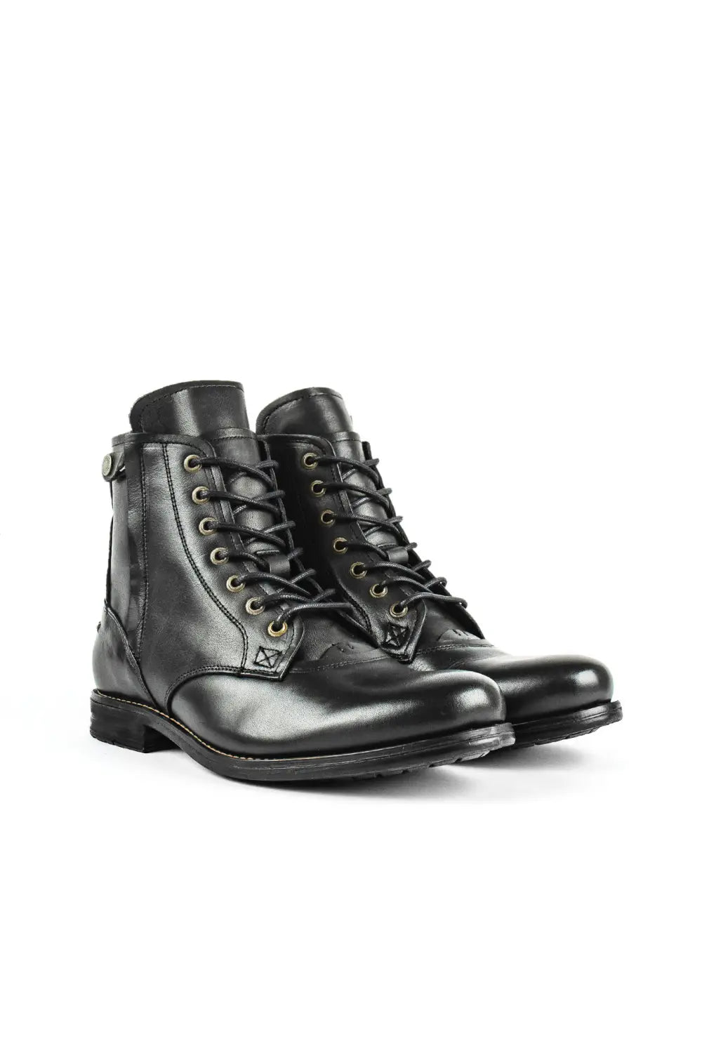Men Cowboy Boots Retro Lace-up Martin Boot Round Toe Low Heel Shoes