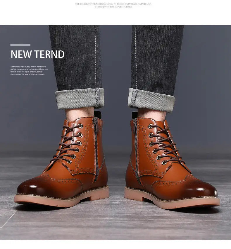 Men’s High-top Business Casual Leather Shoes British Martin Boots