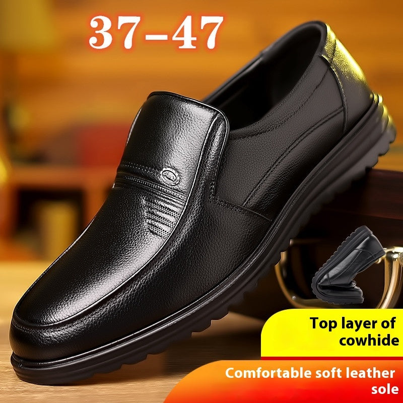 First Layer Cowhide Men's Business Casual Non-slip Soft Leather Soft Sole Loafer Shoes Dubai