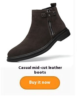 Men’s Suede Leather Autumn And Winter New Fleece-lined Pointed Ankle Boots