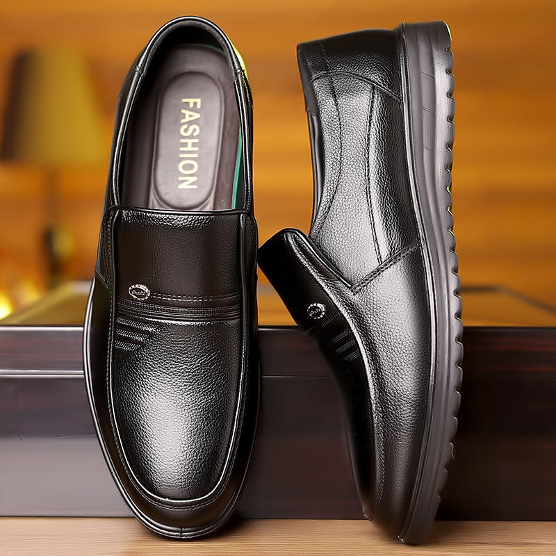 First Layer Cowhide Men's Business Casual Non-slip Soft Leather Soft Sole Loafer Shoes Dubai