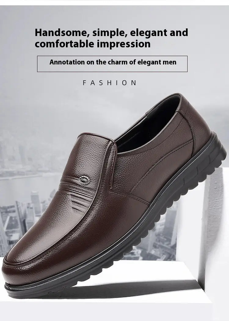 First Layer Cowhide Men’s Business Casual Non-slip Soft Leather Soft Sole Loafer Shoes Dubai