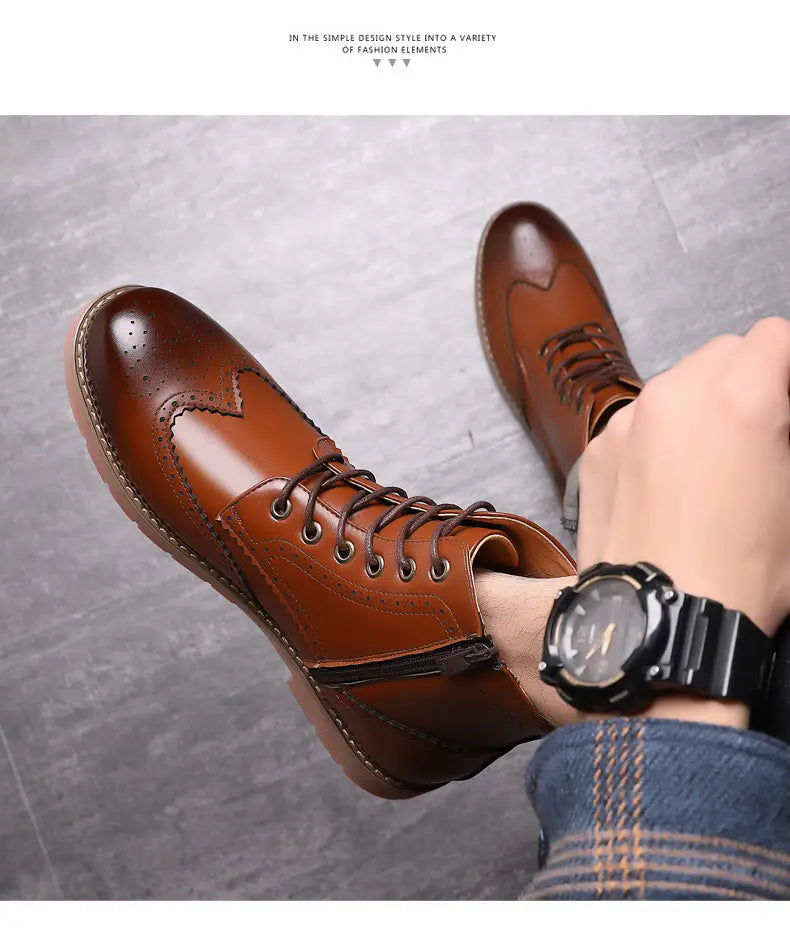Men’s High-top Business Casual Leather Shoes British Martin Boots