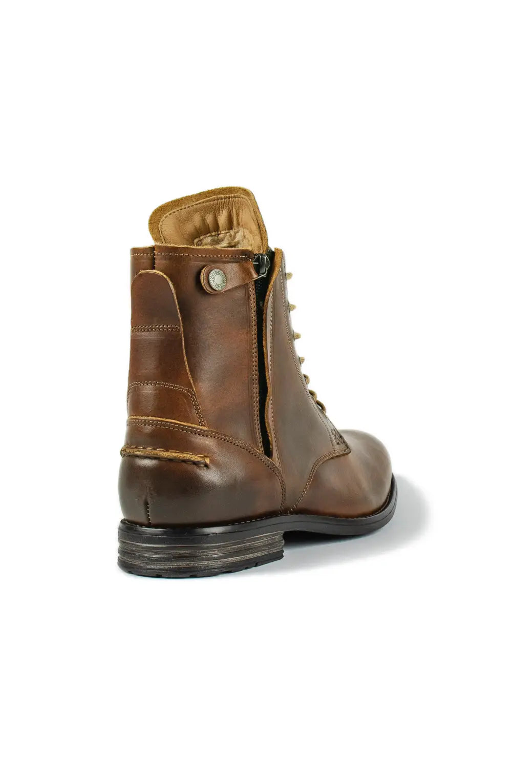 Men Cowboy Boots Retro Lace-up Martin Boot Round Toe Low Heel Shoes